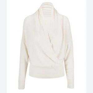 Nili Lotan Lakota Cashmere Wrap Effect Ivory Sweater S